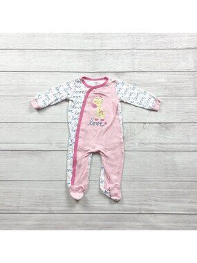 Koala Baby Pink Giraffe Infant Footed Long Sleeve Snap Pajamas 3-6 Months